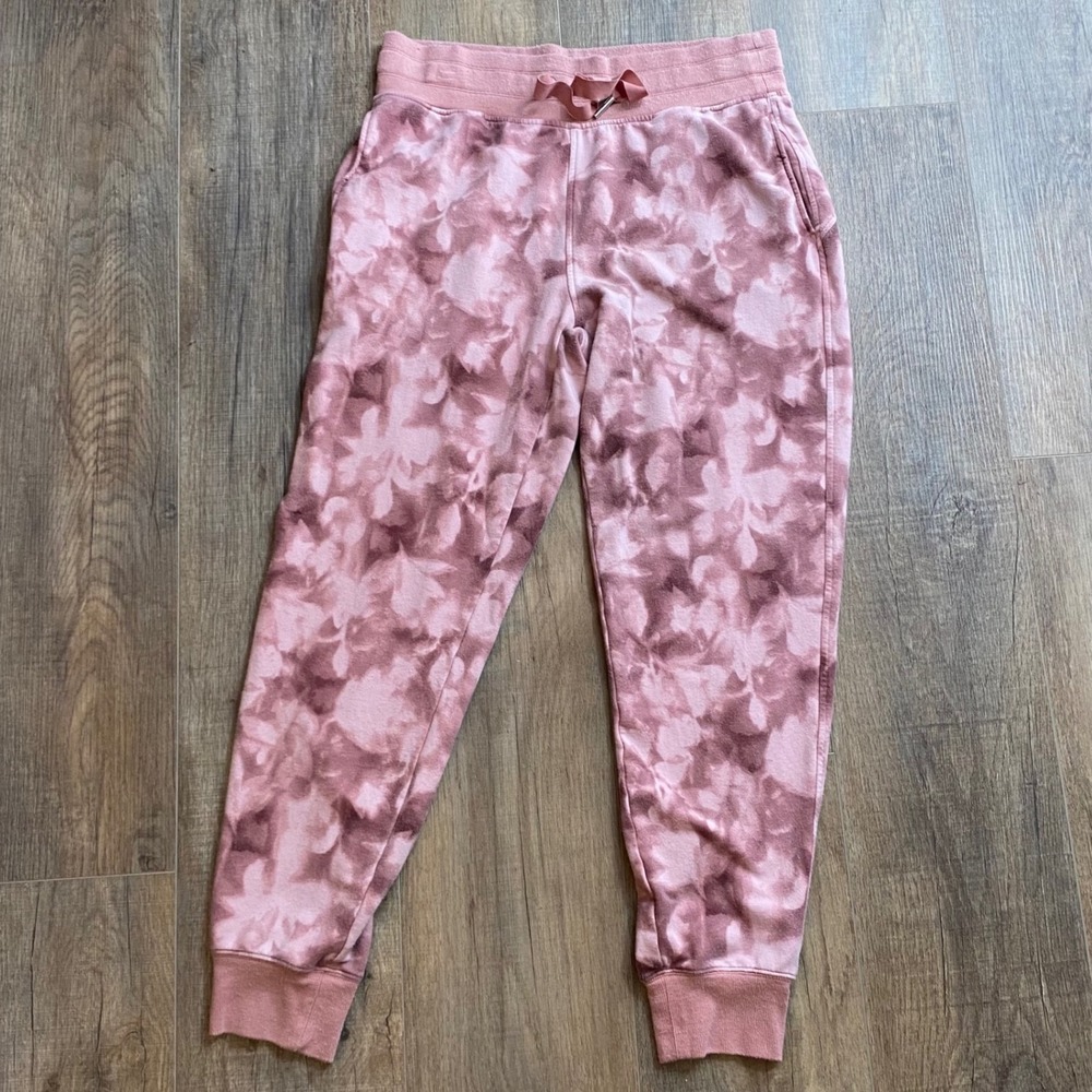 Athleta Balance Printed Jogger Mauve Pink Floral Tie Dye Tencel Pants Medium (M)